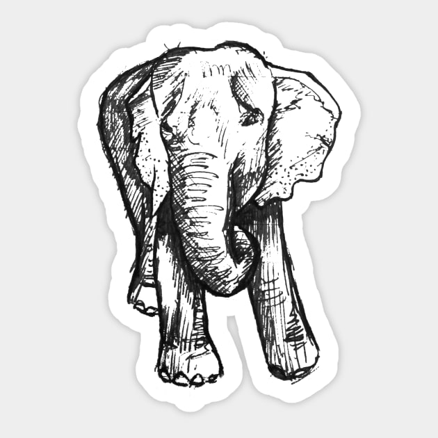 Elephant Sketch (Dark) Sticker by pixelvision